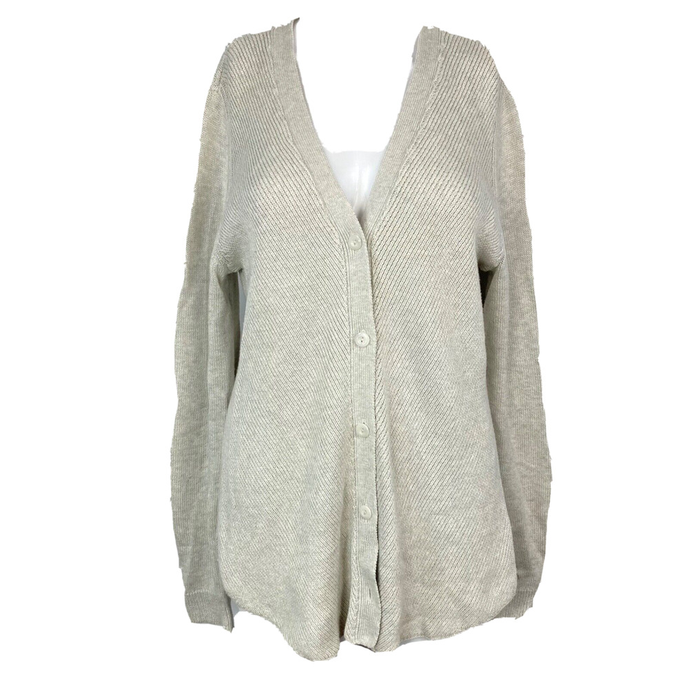 Cabi Cardigan Womens Sz M Gray V Neck Long Sleeve‎ Cotton Button Sweater